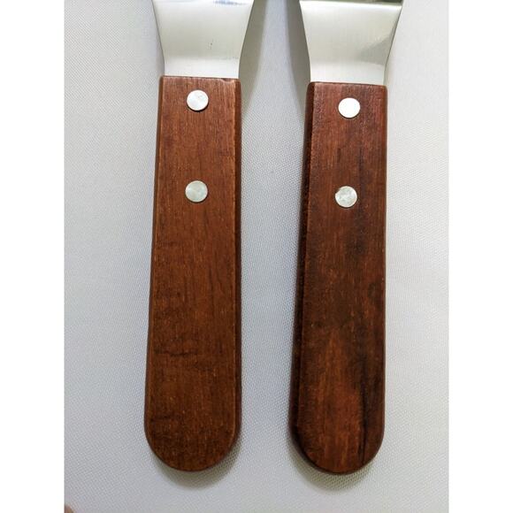 Set Lot 3 Small 9" Offset Stainless Steel Spatula Cooking Griddle Wood Handle - Picture 3 of 3